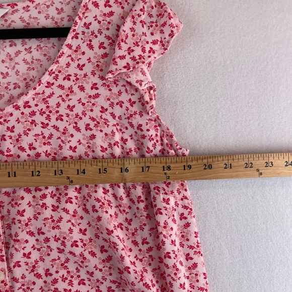 The Nines by HATCH Flutter Short Sleeve Maternity Blouse Pink Floral SZ Lg - Picture 6 of 8
